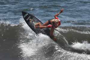 Mikela Castro surfing in Playa Hermosa.